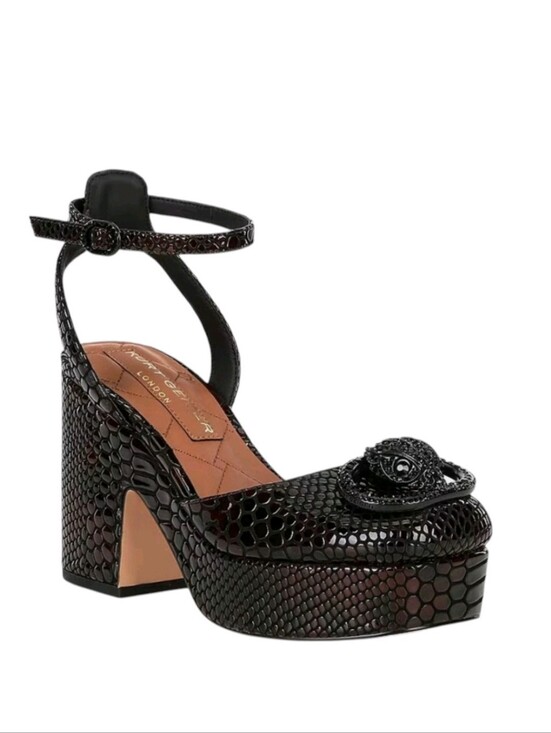 Kurt Geiger Shoes - Kurt Geiger Chelsea  Black Faux-Snakeskin Platform Slingback Heels Size 40/US 9